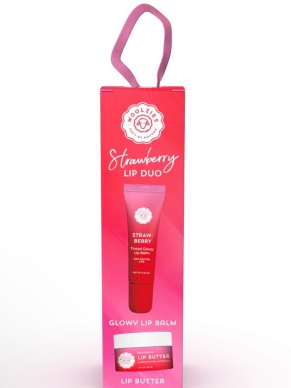 Woolzies Strawberry Lip Duo - Glowy Lip Balm & Lip Butter - Picture 2 of 3